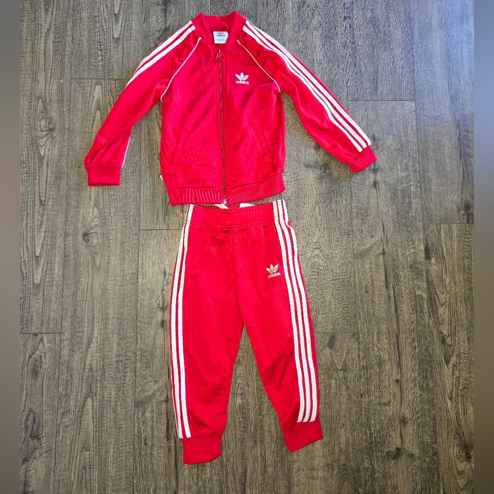 adidas Kids Red and White Matching Set